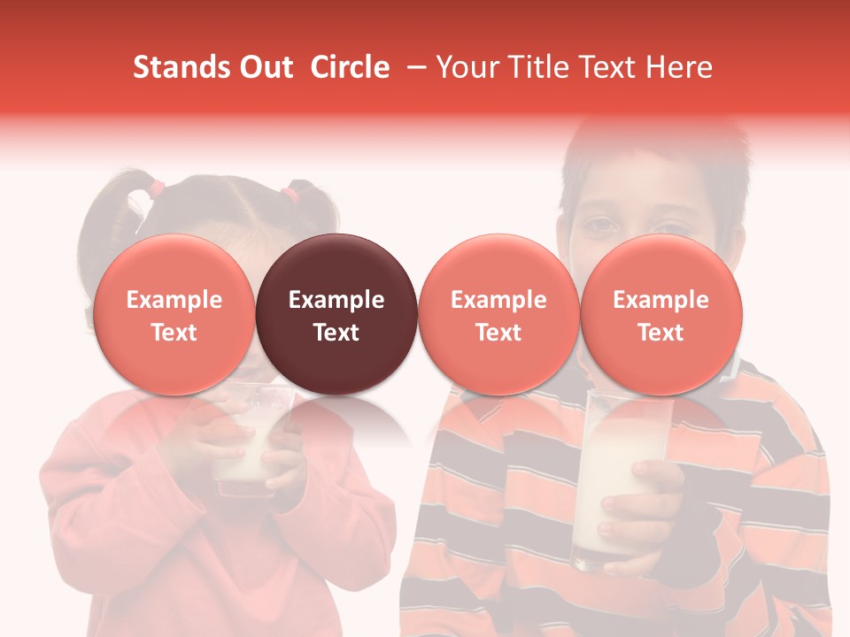 Two Children Are Drinking Milk From A Glass PowerPoint Template