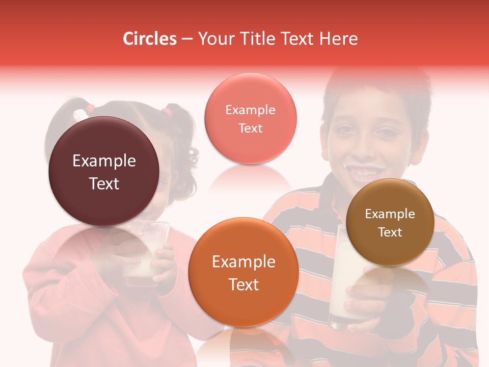 Two Children Are Drinking Milk From A Glass PowerPoint Template