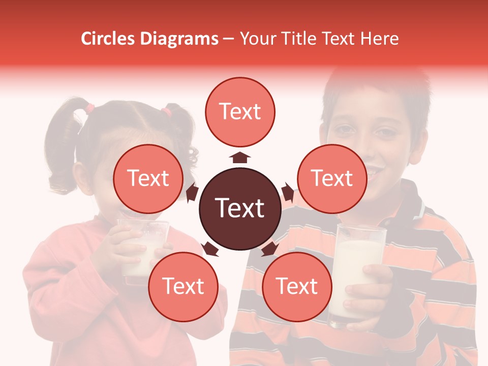 Two Children Are Drinking Milk From A Glass PowerPoint Template