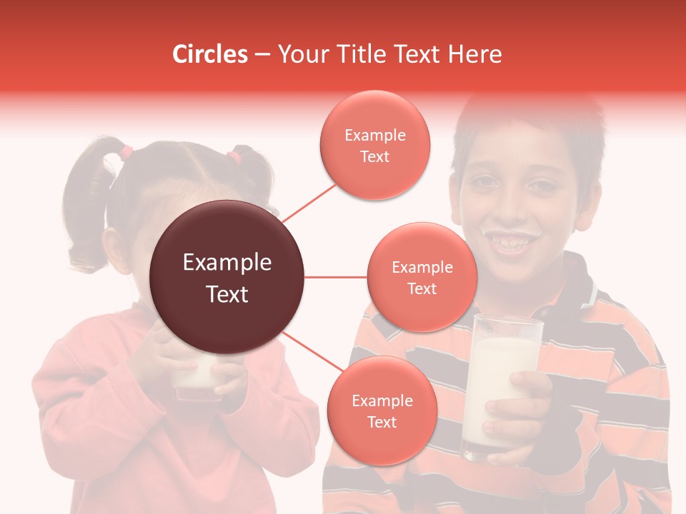 Two Children Are Drinking Milk From A Glass PowerPoint Template