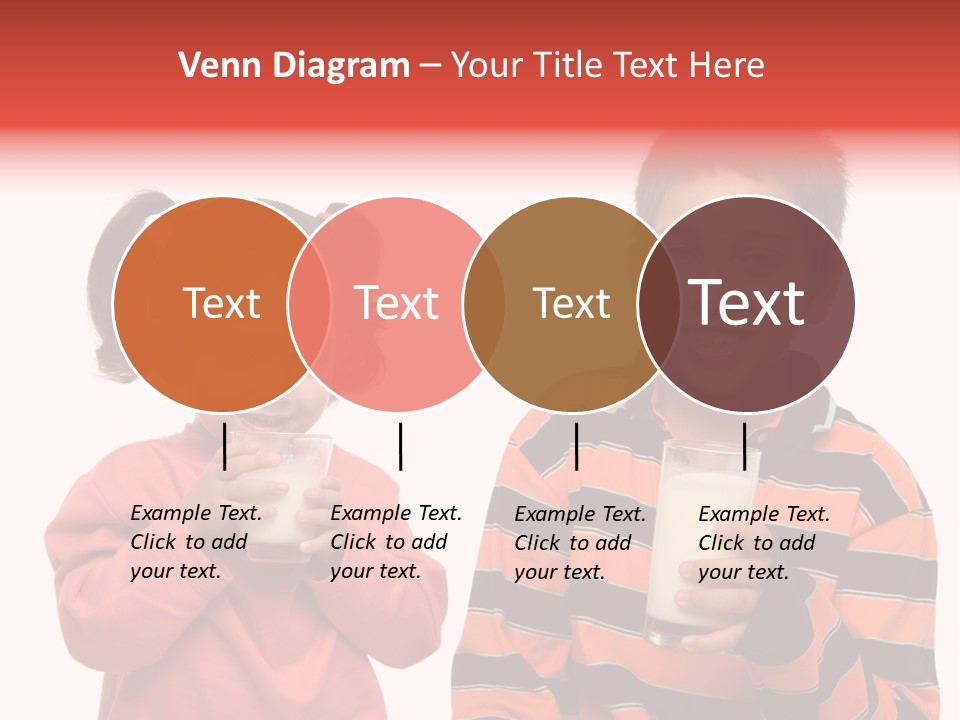 Two Children Are Drinking Milk From A Glass PowerPoint Template