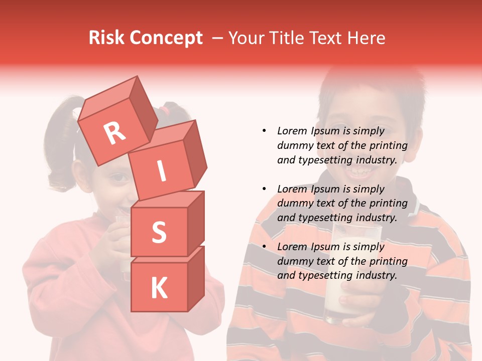 Two Children Are Drinking Milk From A Glass PowerPoint Template