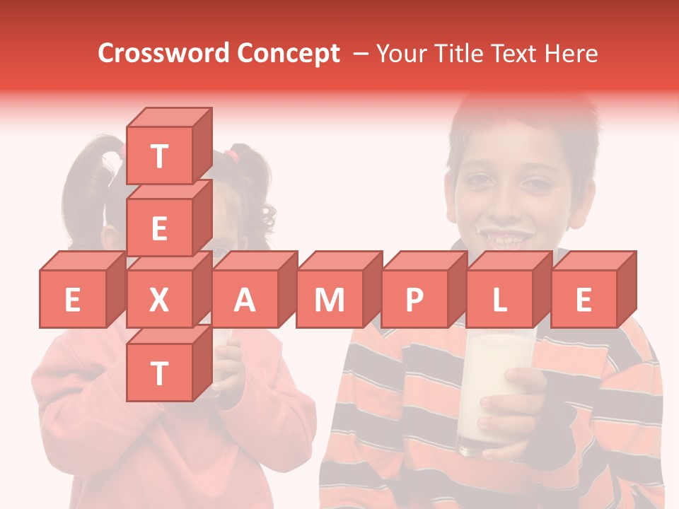 Two Children Are Drinking Milk From A Glass PowerPoint Template