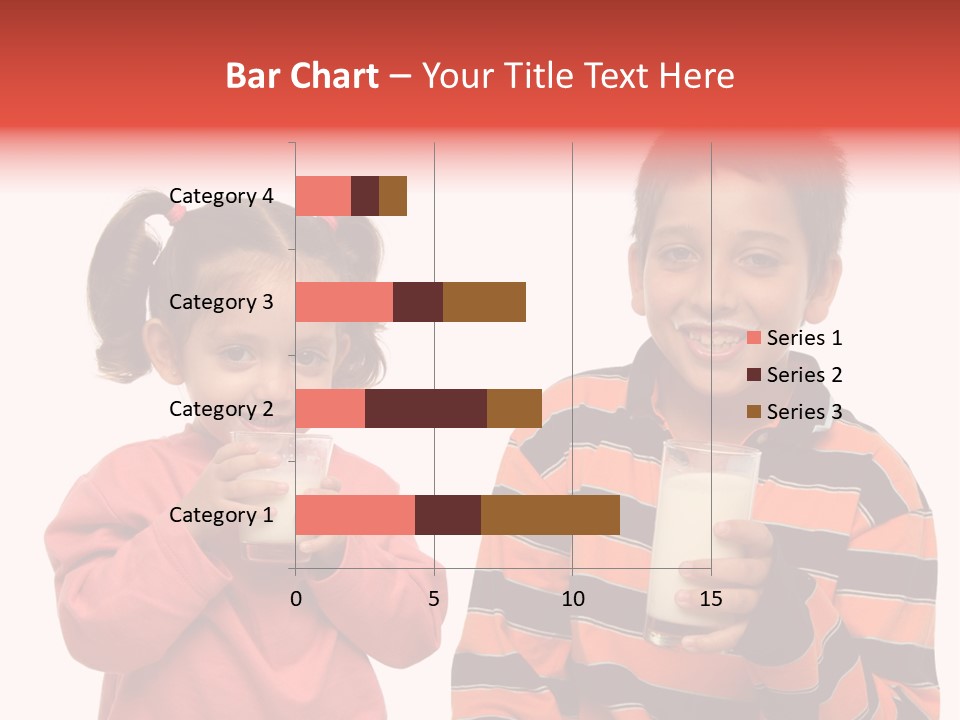 Two Children Are Drinking Milk From A Glass PowerPoint Template