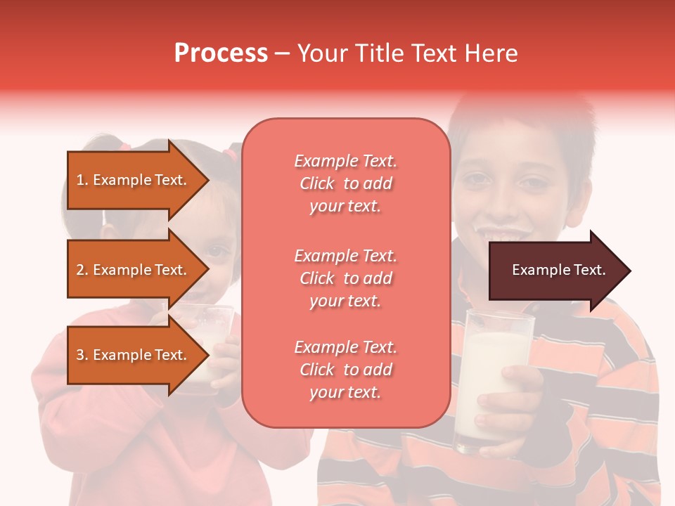 Two Children Are Drinking Milk From A Glass PowerPoint Template