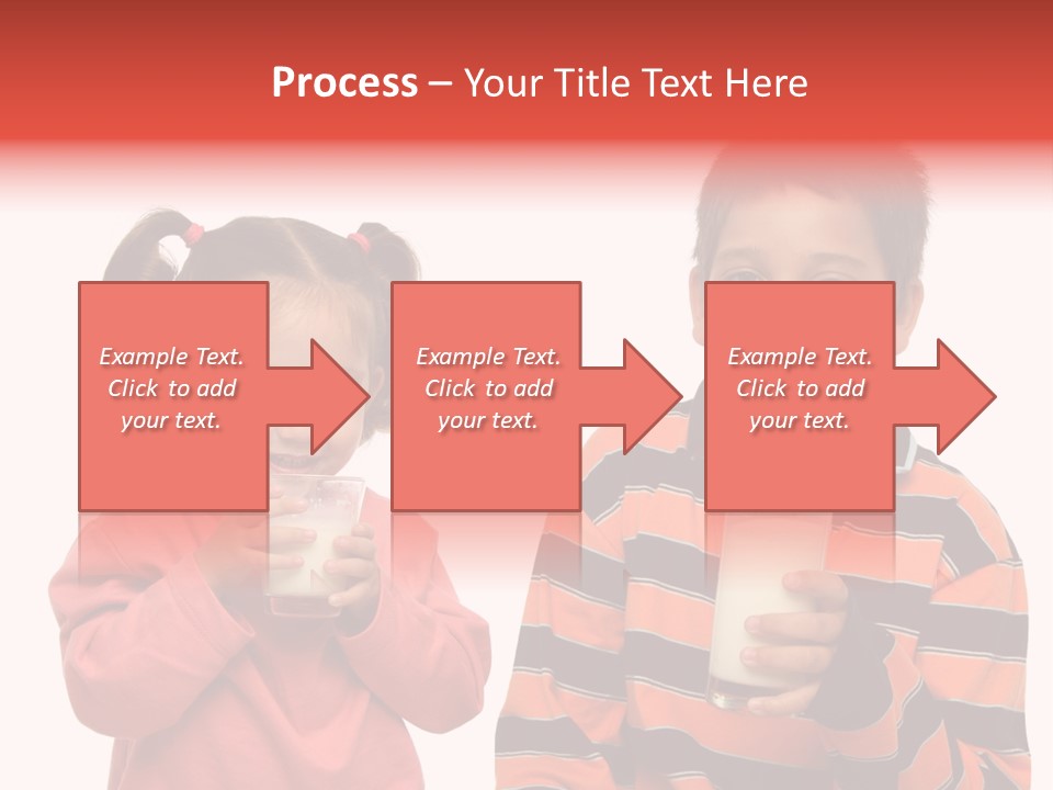 Two Children Are Drinking Milk From A Glass PowerPoint Template