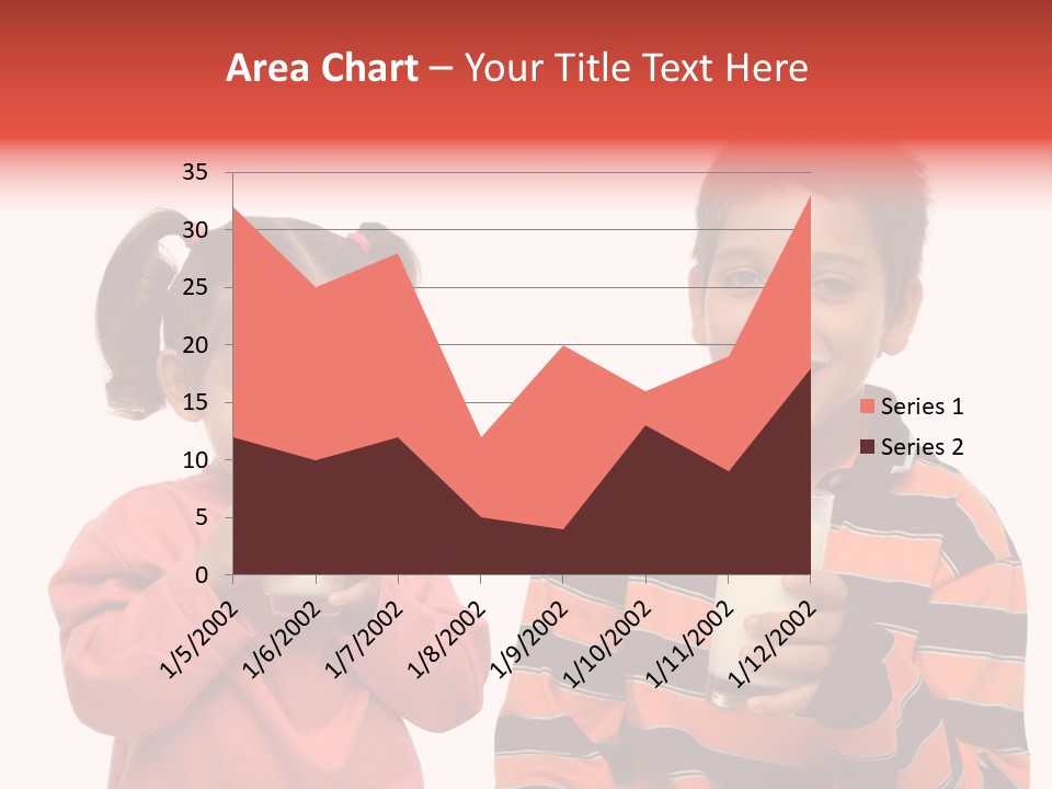 Two Children Are Drinking Milk From A Glass PowerPoint Template
