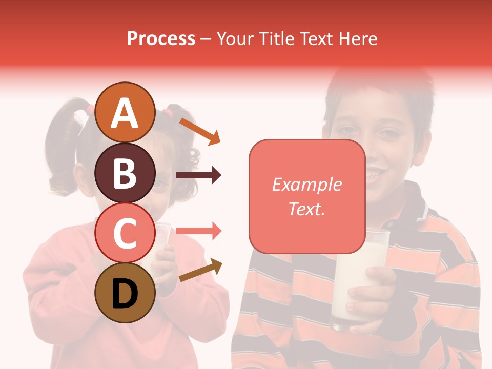 Two Children Are Drinking Milk From A Glass PowerPoint Template