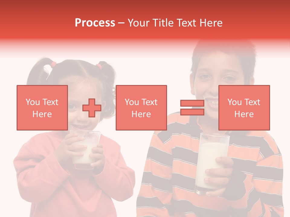 Two Children Are Drinking Milk From A Glass PowerPoint Template