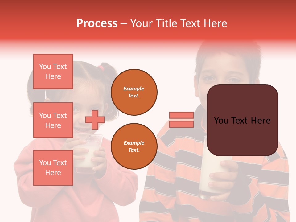 Two Children Are Drinking Milk From A Glass PowerPoint Template