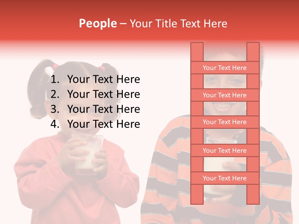 Two Children Are Drinking Milk From A Glass PowerPoint Template