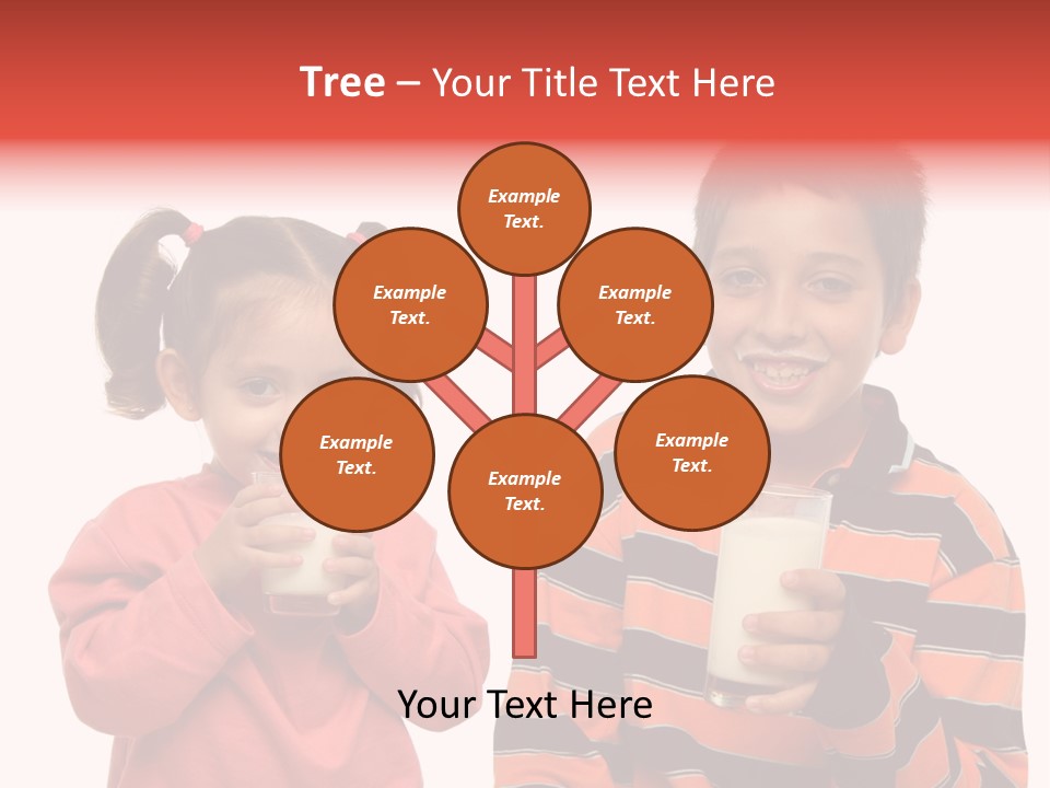 Two Children Are Drinking Milk From A Glass PowerPoint Template