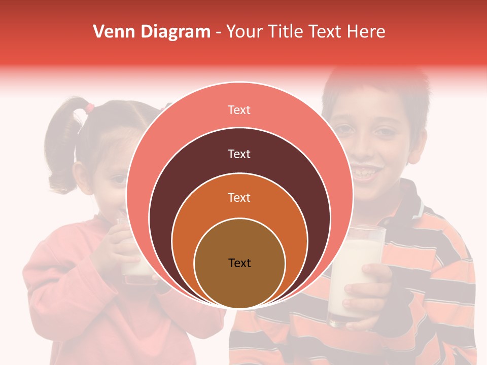 Two Children Are Drinking Milk From A Glass PowerPoint Template