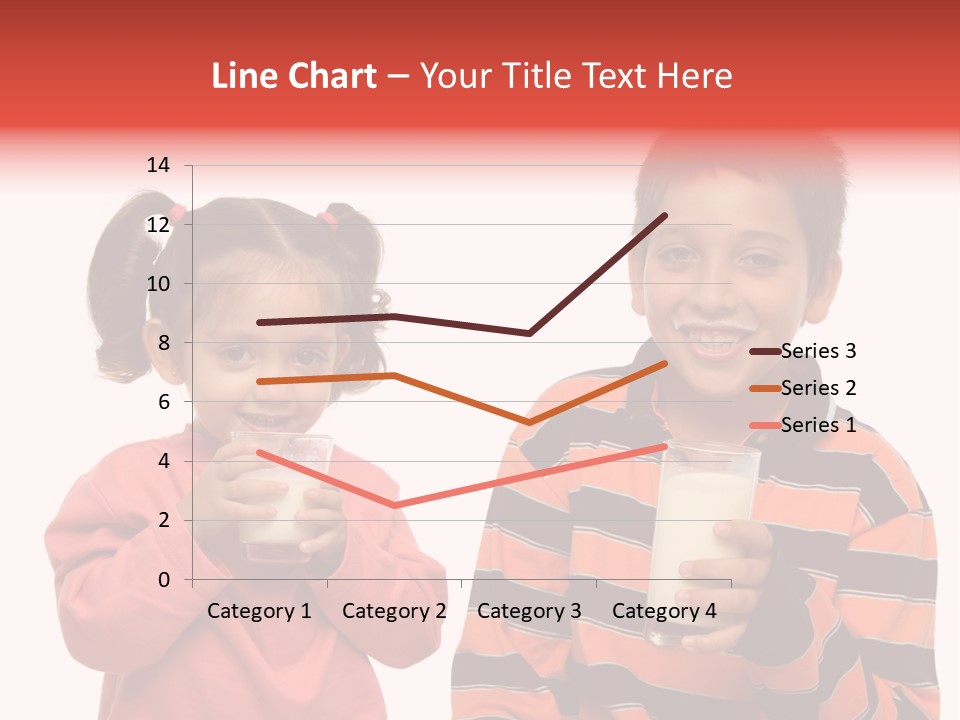 Two Children Are Drinking Milk From A Glass PowerPoint Template
