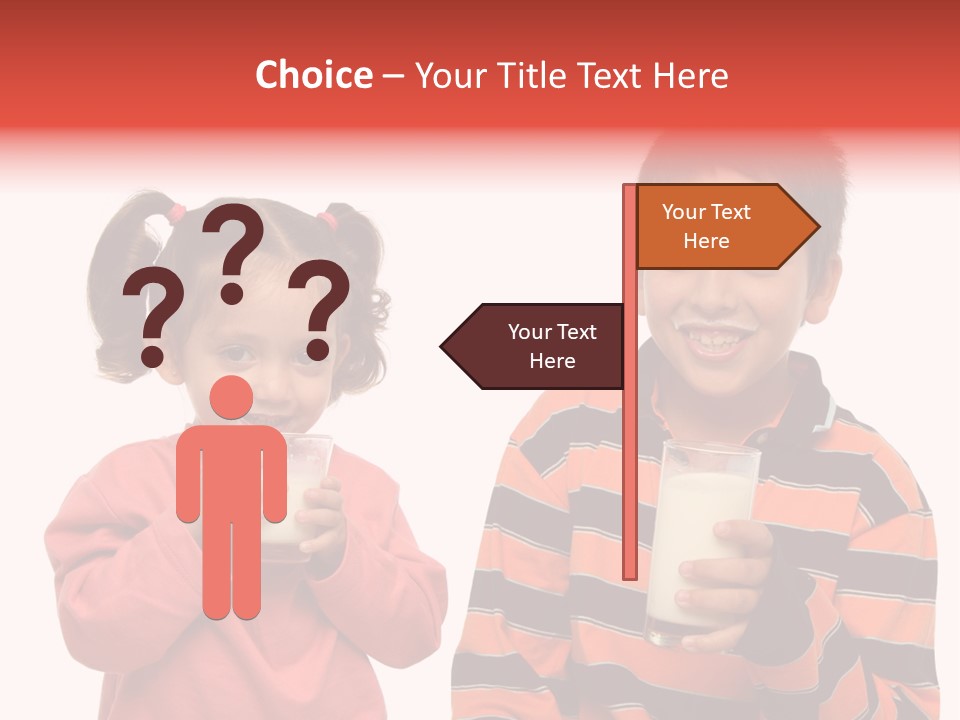 Two Children Are Drinking Milk From A Glass PowerPoint Template
