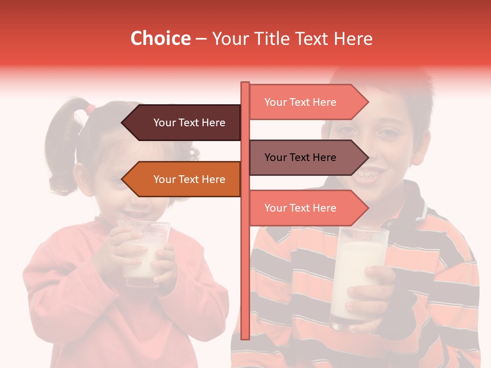 Two Children Are Drinking Milk From A Glass PowerPoint Template