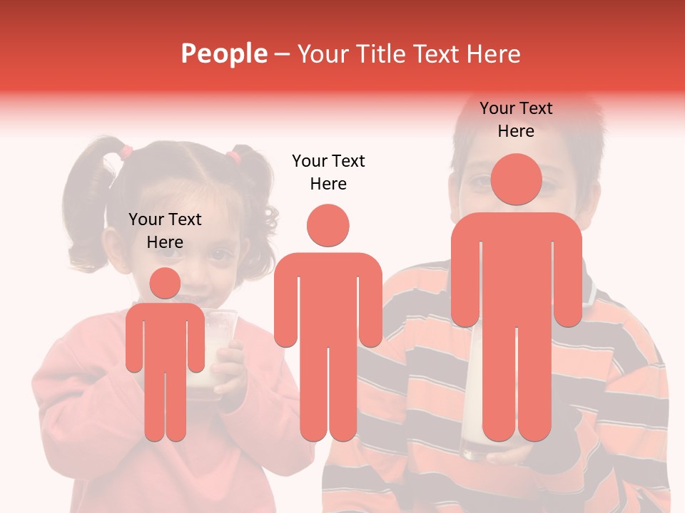 Two Children Are Drinking Milk From A Glass PowerPoint Template