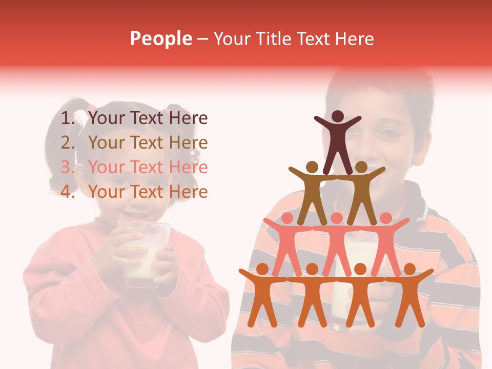 Two Children Are Drinking Milk From A Glass PowerPoint Template