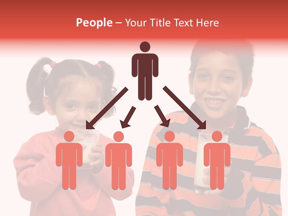 Two Children Are Drinking Milk From A Glass PowerPoint Template