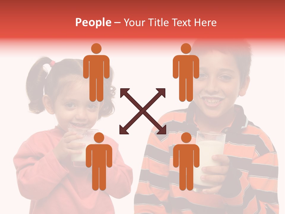 Two Children Are Drinking Milk From A Glass PowerPoint Template