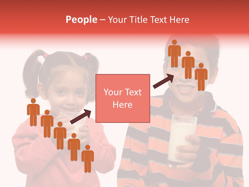 Two Children Are Drinking Milk From A Glass PowerPoint Template