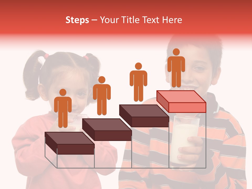 Two Children Are Drinking Milk From A Glass PowerPoint Template