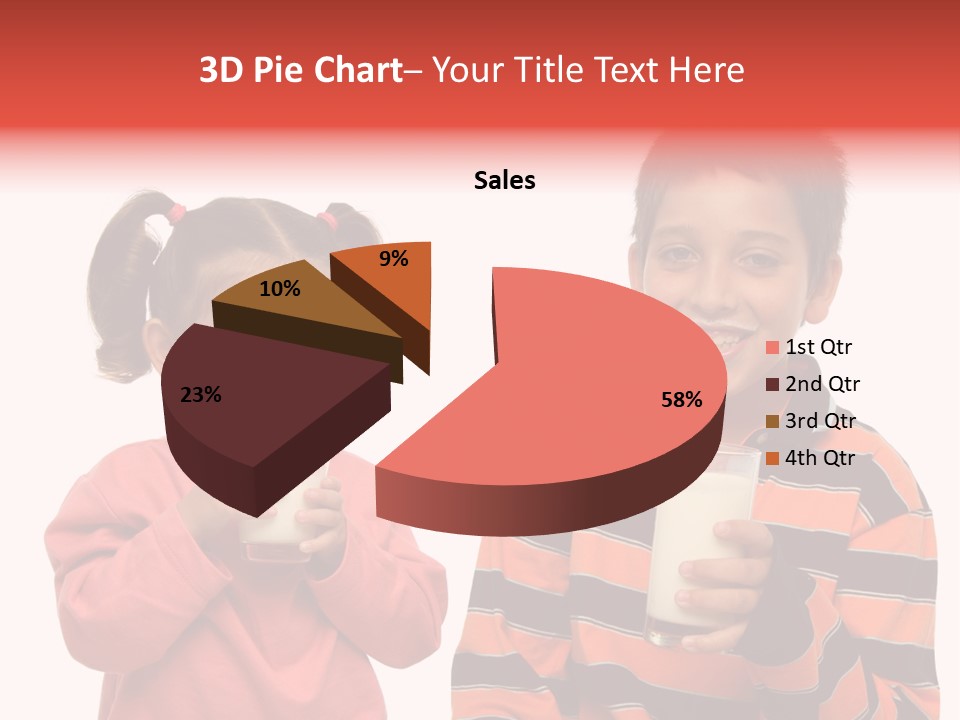 Two Children Are Drinking Milk From A Glass PowerPoint Template