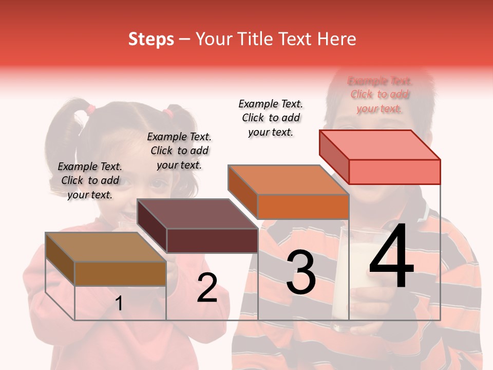 Two Children Are Drinking Milk From A Glass PowerPoint Template