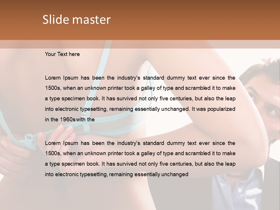 Woman Taking Of Bra In Front Of Man PowerPoint Template