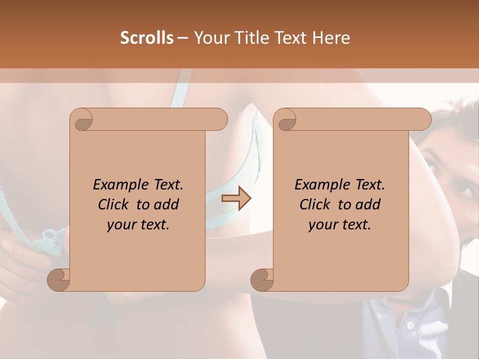 Woman Taking Of Bra In Front Of Man PowerPoint Template