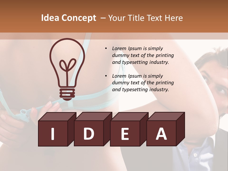 Woman Taking Of Bra In Front Of Man PowerPoint Template