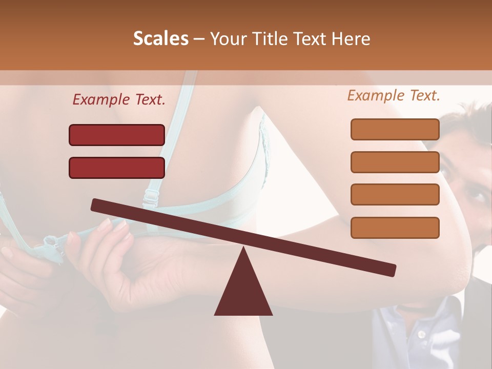 Woman Taking Of Bra In Front Of Man PowerPoint Template