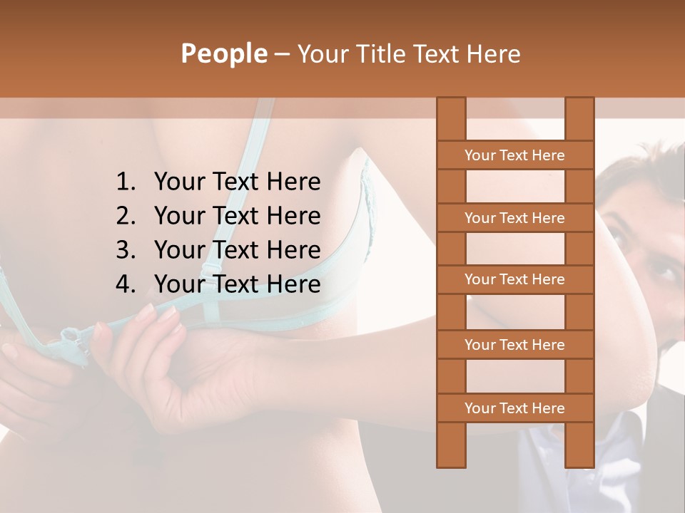 Woman Taking Of Bra In Front Of Man PowerPoint Template