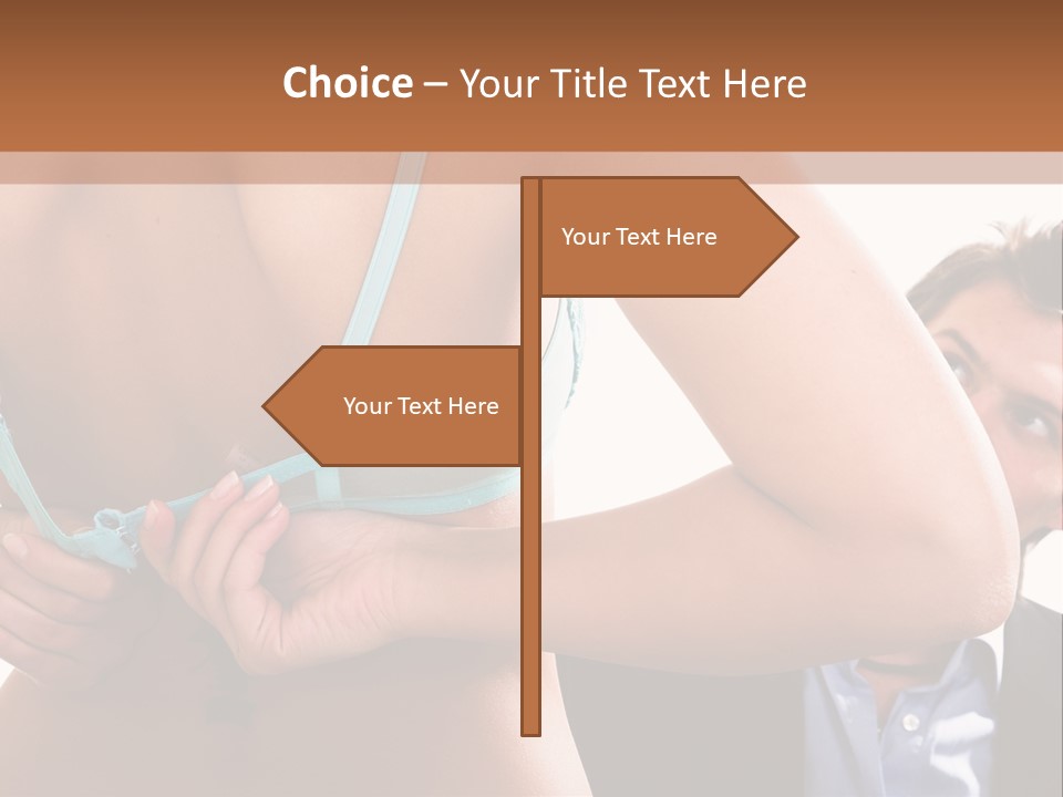 Woman Taking Of Bra In Front Of Man PowerPoint Template