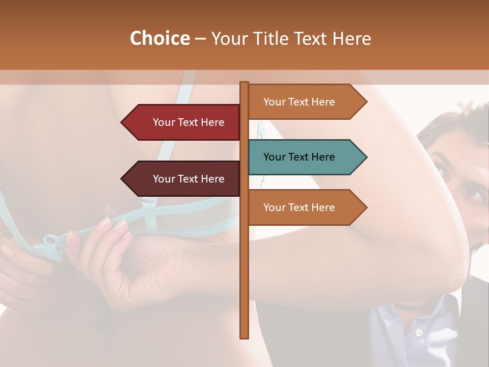 Woman Taking Of Bra In Front Of Man PowerPoint Template