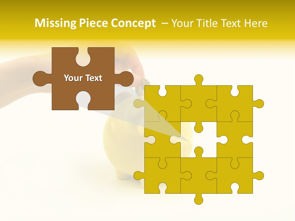 A Person Putting A Coin Into A Yellow Piggy Bank PowerPoint Template