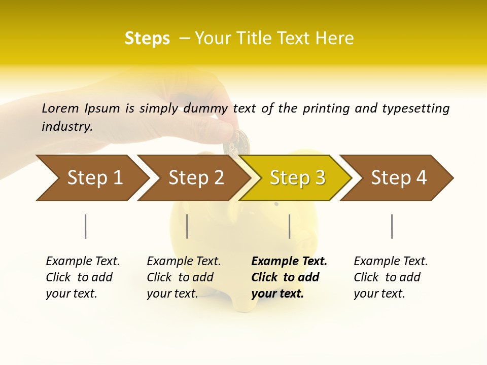 A Person Putting A Coin Into A Yellow Piggy Bank PowerPoint Template