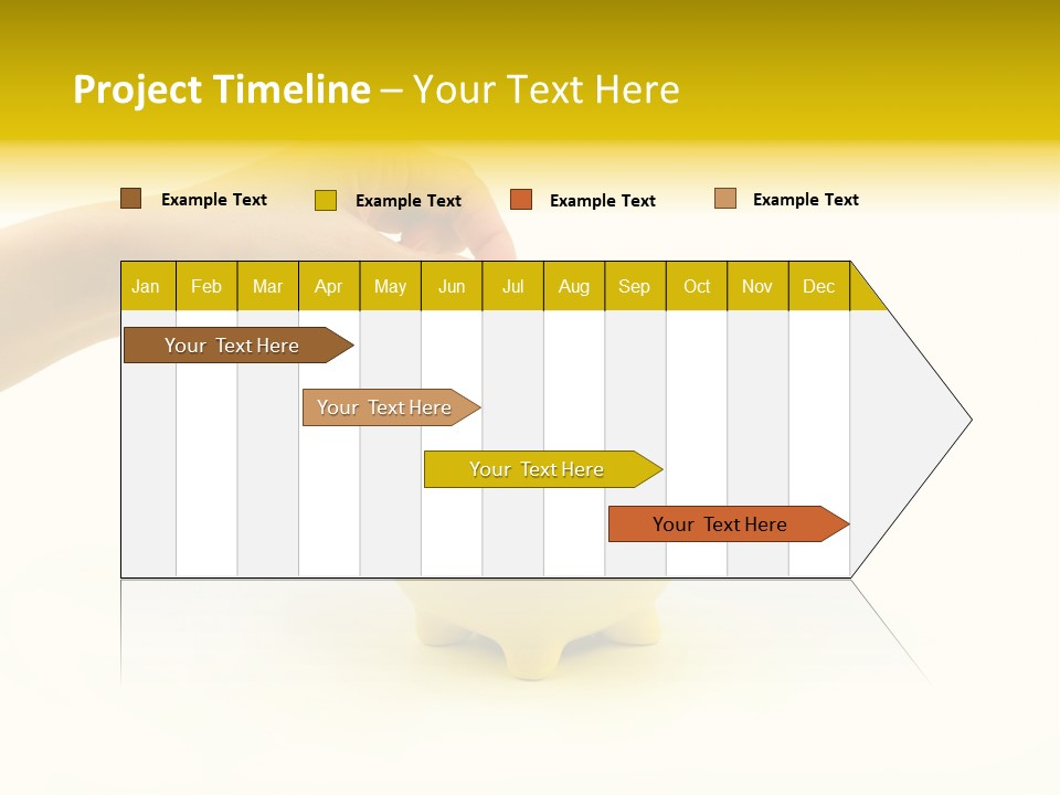 A Person Putting A Coin Into A Yellow Piggy Bank PowerPoint Template