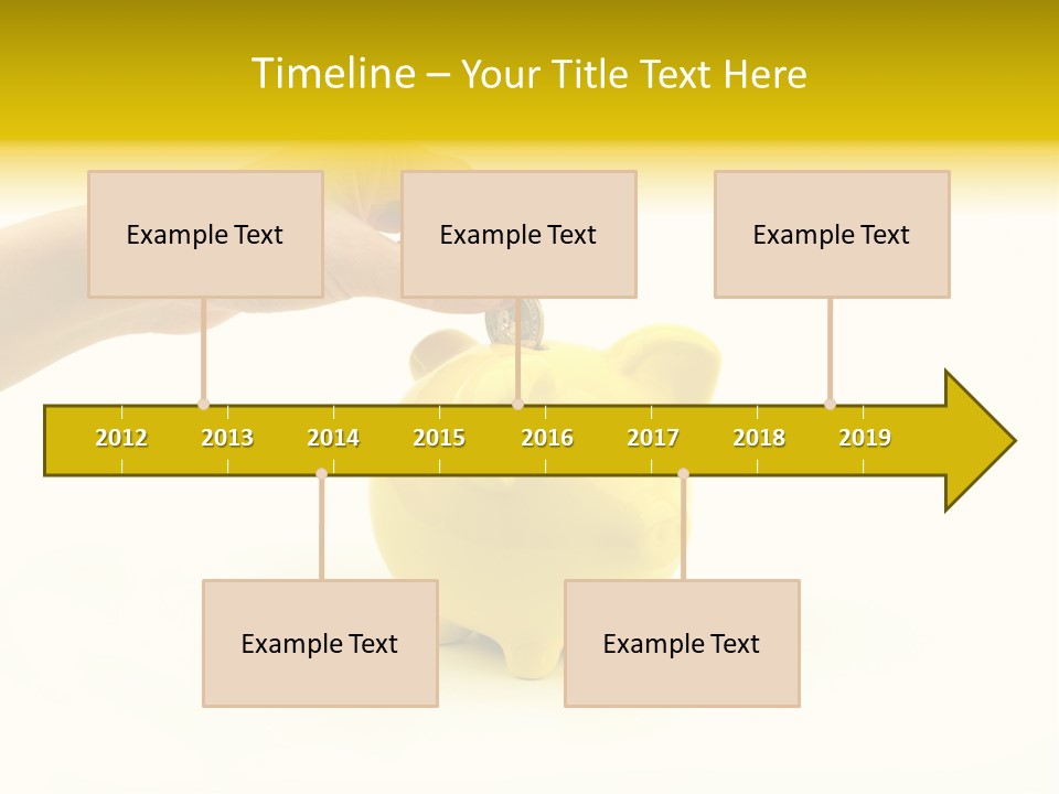 A Person Putting A Coin Into A Yellow Piggy Bank PowerPoint Template