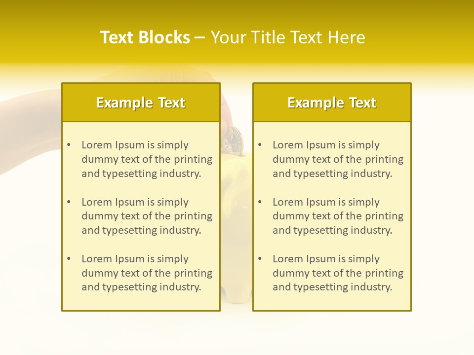 A Person Putting A Coin Into A Yellow Piggy Bank PowerPoint Template