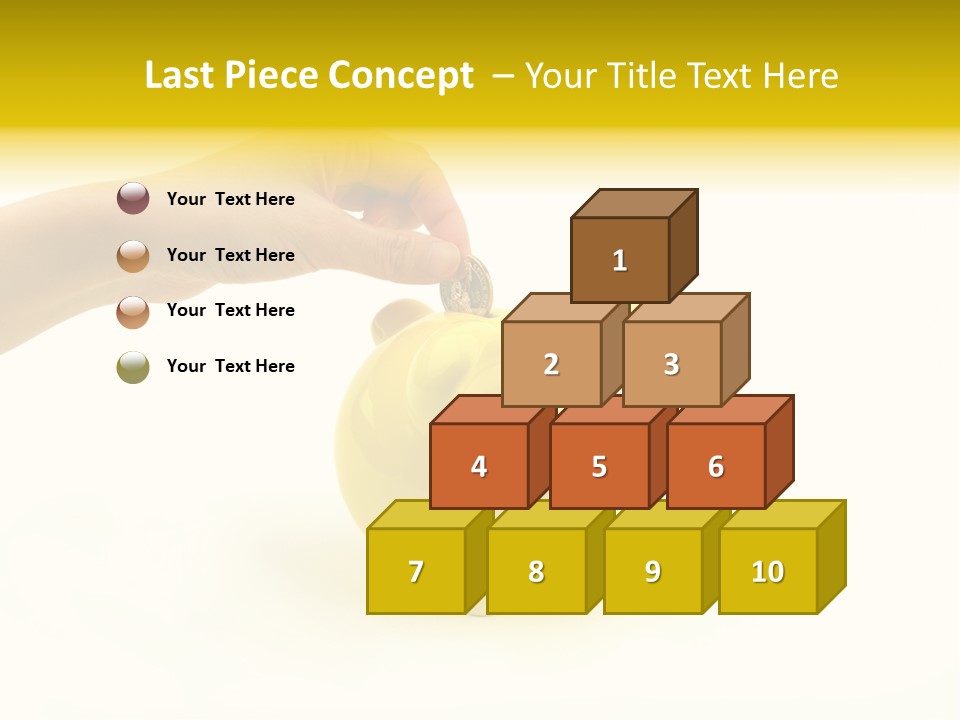 A Person Putting A Coin Into A Yellow Piggy Bank PowerPoint Template