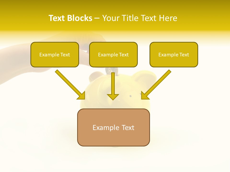 A Person Putting A Coin Into A Yellow Piggy Bank PowerPoint Template
