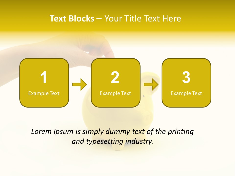 A Person Putting A Coin Into A Yellow Piggy Bank PowerPoint Template