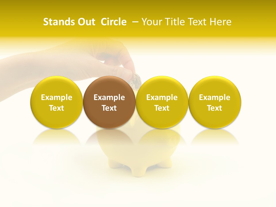 A Person Putting A Coin Into A Yellow Piggy Bank PowerPoint Template