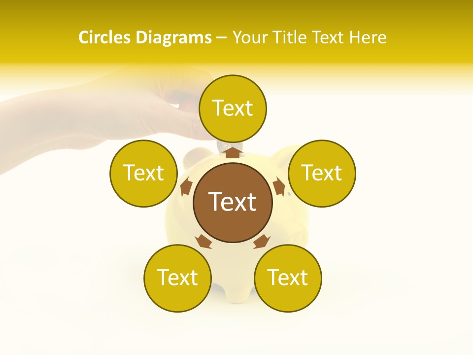 A Person Putting A Coin Into A Yellow Piggy Bank PowerPoint Template