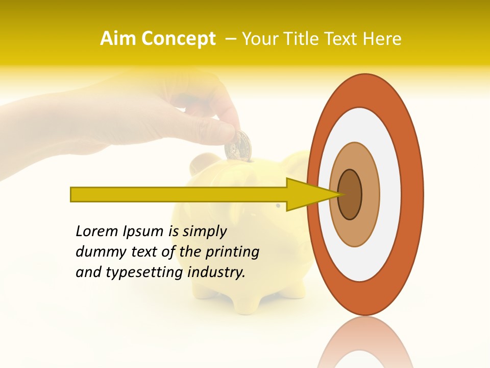 A Person Putting A Coin Into A Yellow Piggy Bank PowerPoint Template