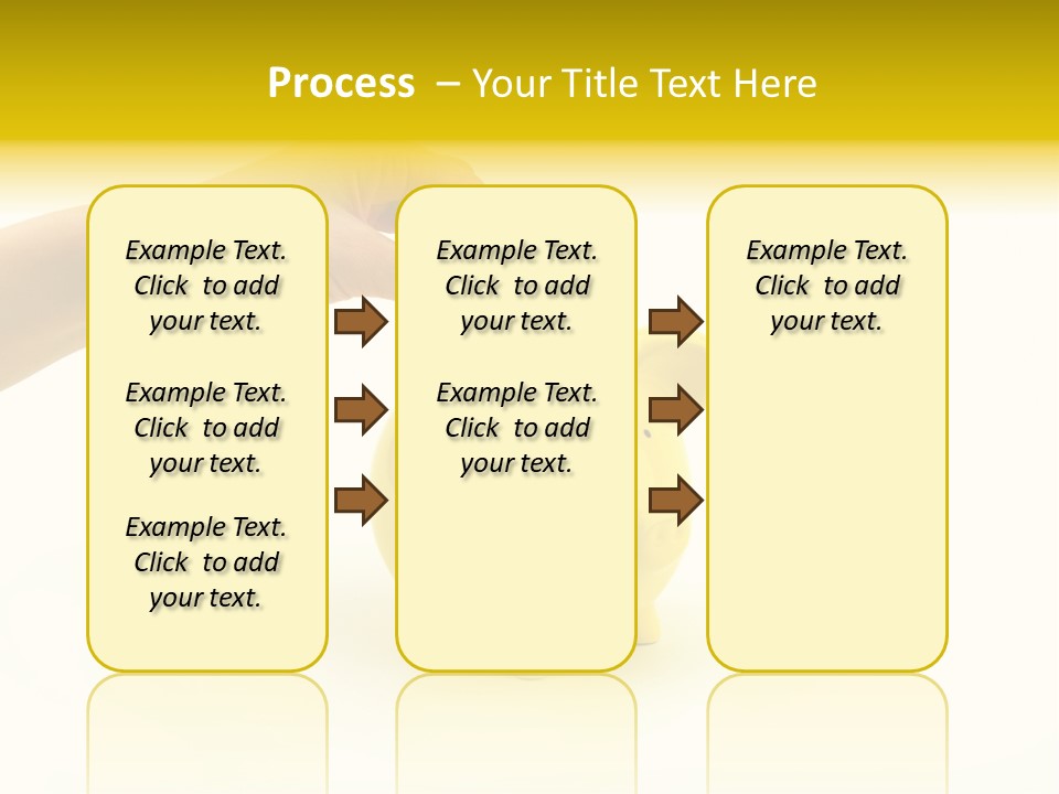 A Person Putting A Coin Into A Yellow Piggy Bank PowerPoint Template