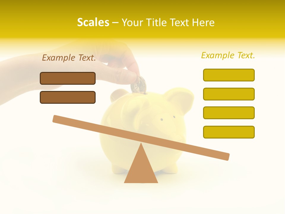 A Person Putting A Coin Into A Yellow Piggy Bank PowerPoint Template