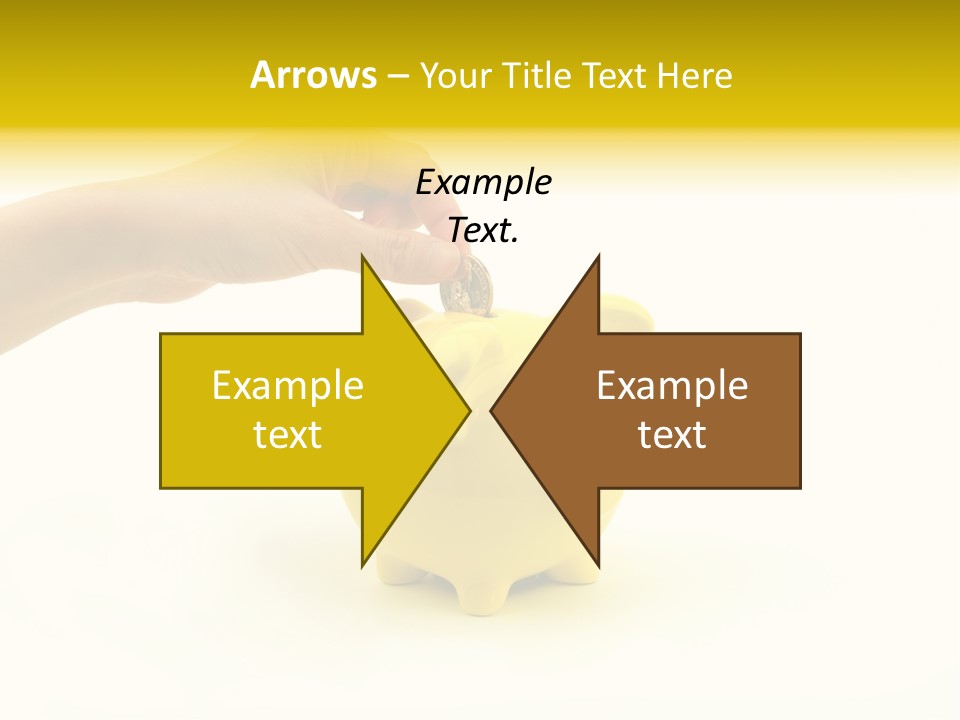 A Person Putting A Coin Into A Yellow Piggy Bank PowerPoint Template