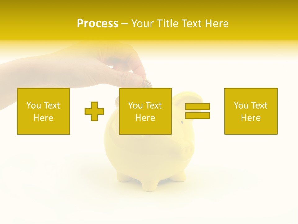 A Person Putting A Coin Into A Yellow Piggy Bank PowerPoint Template